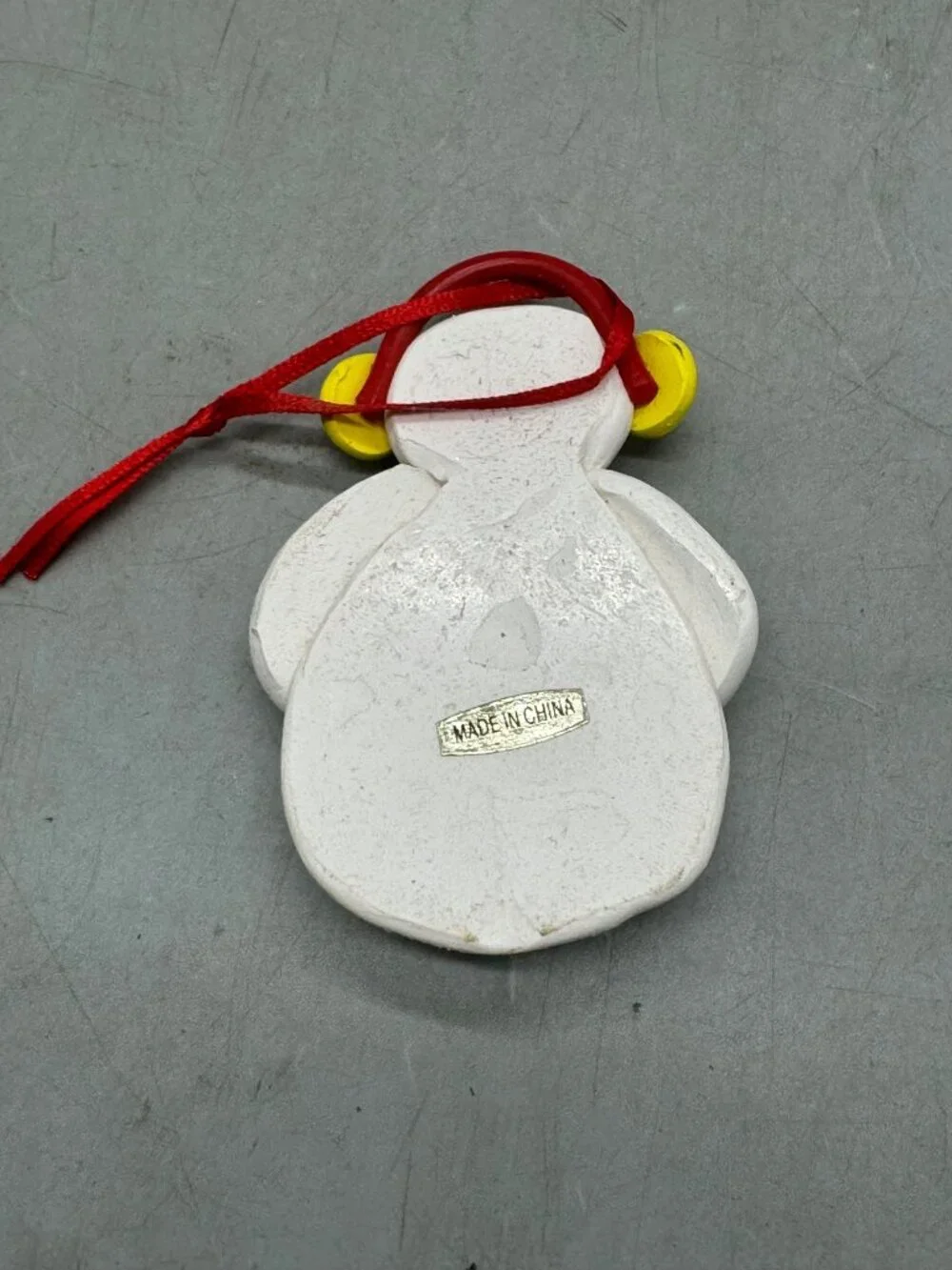 Handmade Christmas Clay Snowman Holding Red Heart Ornament 3